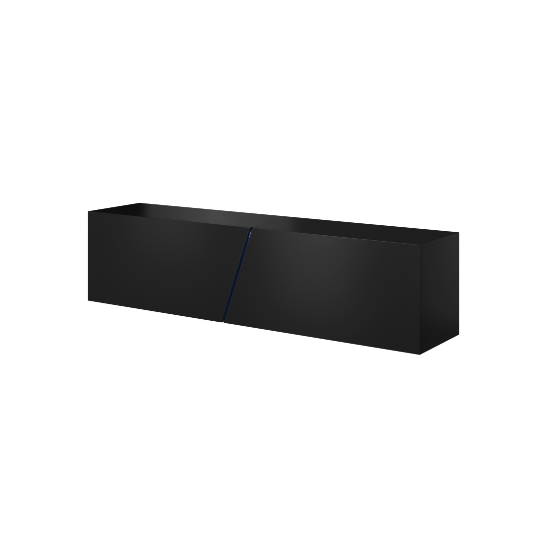 Meuble TV suspendu design SPEED, 160 cm, 1 porte, coloris noir avec LED intégrée.