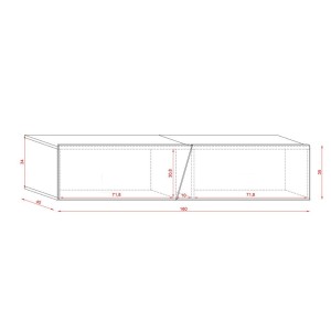 Meuble TV suspendu design SPEED, 160 cm, 1 porte, coloris noir avec LED intégrée.