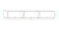 Meuble TV design SPEED, 240 cm, 1 porte et 3 espaces de rangement, coloris noir et noir brillant + LED