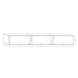 Meuble TV design SPEED, 240 cm, 1 porte et 3 espaces de rangement, coloris noir et noir brillant + LED