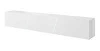 Meuble TV design SPEED, 240 cm, 1 porte et 3 espaces de rangement, coloris blanc et blanc brillant + LED