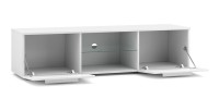 Meuble TV design LEON 140 cm. 2 portes et niche coloris noir et brillant