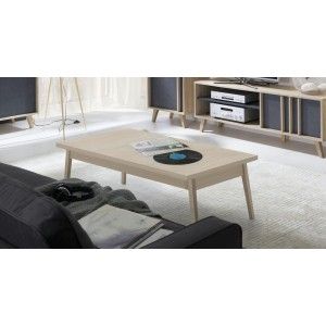 Table basse MALMO 135cm chêne clair vue dans un décor 3D