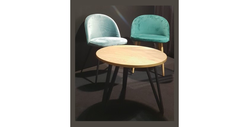 Table basse SANTIAGO en bois et pieds en métal. Idéal pour votre salon.