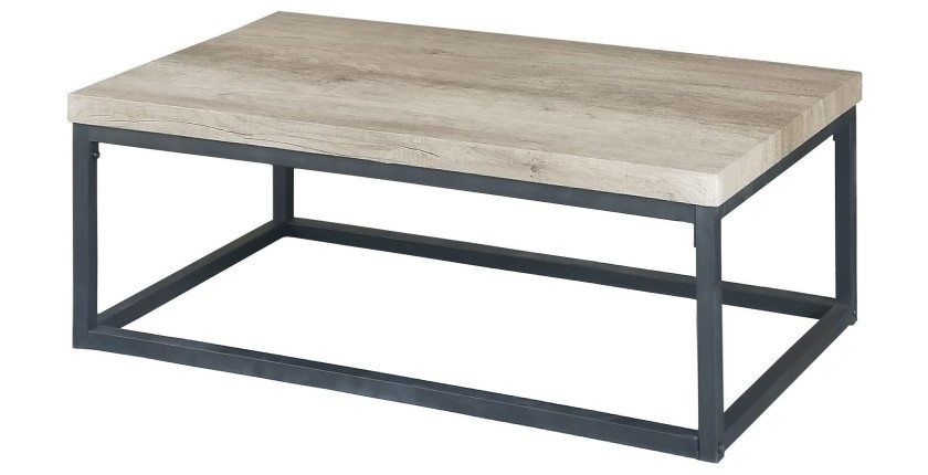Table basse HAWAÏ plateau en bois clair, pieds en acier. Idéal pour votre salon.