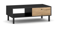 Table basse industrielle SPEBO 1 tiroir et 1 niche, coloris noir mat et chêne wotan