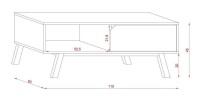 Table basse design AOMORI 1 tiroir et 1 niche, coloris chêne et blanc mat
