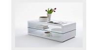 Table basse collection LEVIS. Meuble type CONTEMPORAIN coloris blanc. Effet tendance pour votre salon.