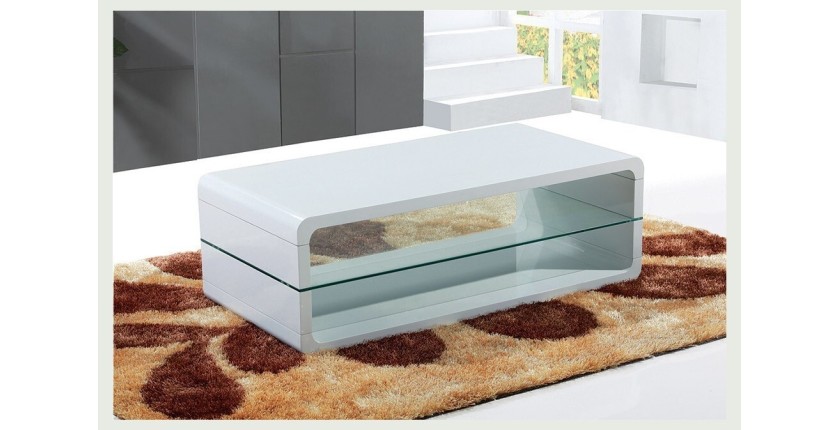 Table basse collection LEVIS. Meuble type CONTEMPORAIN coloris blanc. Effet tendance pour votre salon.