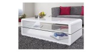 Table basse collection LEVIS. Meuble type CONTEMPORAIN coloris blanc. Effet tendance pour votre salon.