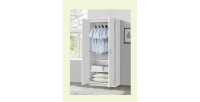 Armoire\Garde robe PONIS, 2 portes, contemporaine blanche et poignées grises.