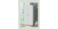 Armoire\Garde robe PONIS, 2 portes, contemporaine blanche et poignées grises.