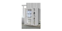 Armoire\Garde robe BURDUR, 3 portes, contemporaine blanche et poignées grises.