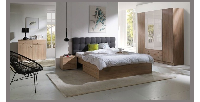Armoire 4 portes de 2 mètres avec miroirs pour chambre à coucher MAXIM coloris dab sonoma.