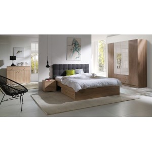 Armoire 4 portes de 2 mètres avec miroirs pour chambre à coucher MAXIM coloris dab sonoma.