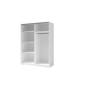 Armoire, garde robe GOZU 180 cm deux portes coulissantes. Dressing complet avec miroir, penderie et étagères. Coloris blanc