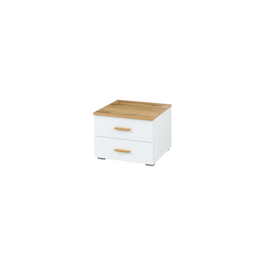 Lot de deux tables de chevet design pour votre chambre à coucher, collection WOOD. Coloris chêne et blanc alpin