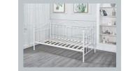 Lit design blanc AMELIE 90x200 cm une place, avec sommier, pour une chambre adulte ou ado.