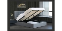 Lit design gris LUXAR 140cm deux places, avec sommier, pour une chambre adulte ou ado.