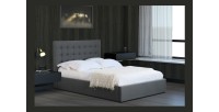 Lit design gris LUXAR 140cm deux places, avec sommier, pour une chambre adulte ou ado.