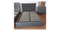 Lit design gris LUXAR 140cm deux places, avec sommier, pour une chambre adulte ou ado.