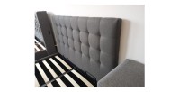 Lit design gris LUXAR 140cm deux places, avec sommier, pour une chambre adulte ou ado.