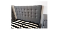 Lit design gris LUXAR 140cm deux places, avec sommier, pour une chambre adulte ou ado.