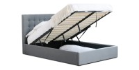 Lit design gris LUXAR 140cm deux places, avec sommier, pour une chambre adulte ou ado.