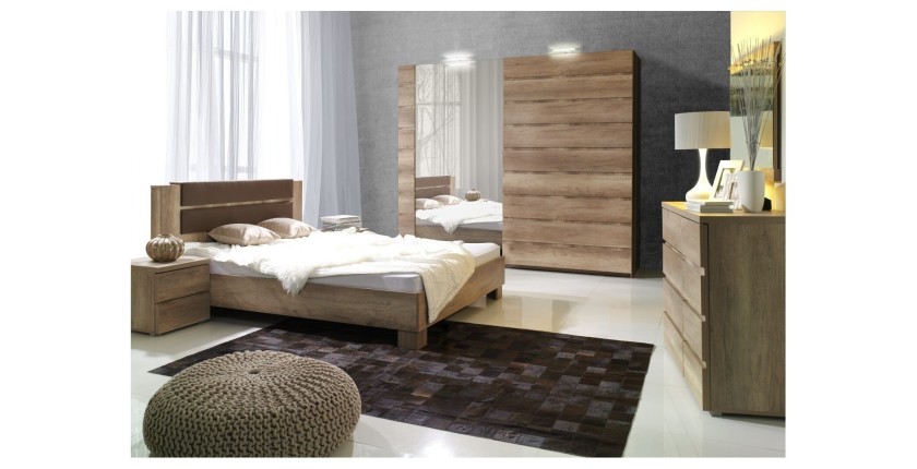 Lit adulte design ROMI 180x200 cm coloris dab canyon. Ideal pour votre chambre à coucher