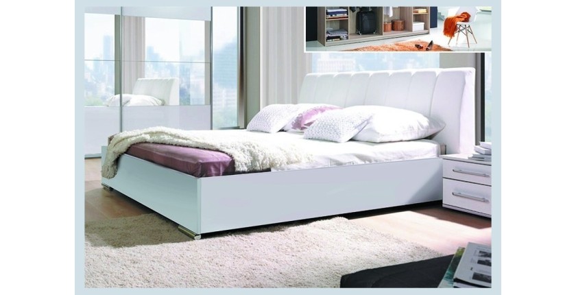 Lit design en simili cuir VERONA. Couchage 140x200. Lit design pour chambre à coucher