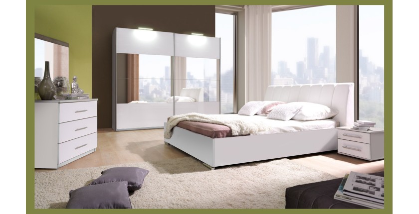 Lit design en simili cuir VERONA. Couchage 140x200. Lit design pour chambre à coucher