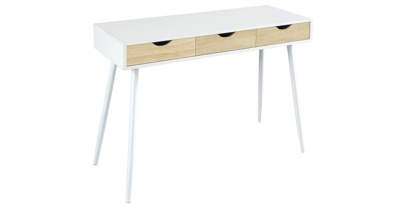 Bureau FLORIDA scandinave 3 tiroirs coloris blanc