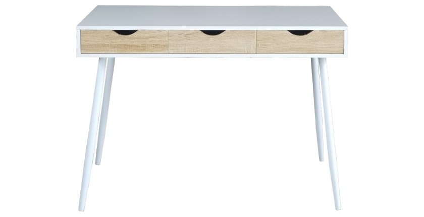 Bureau FLORIDA scandinave 3 tiroirs coloris blanc