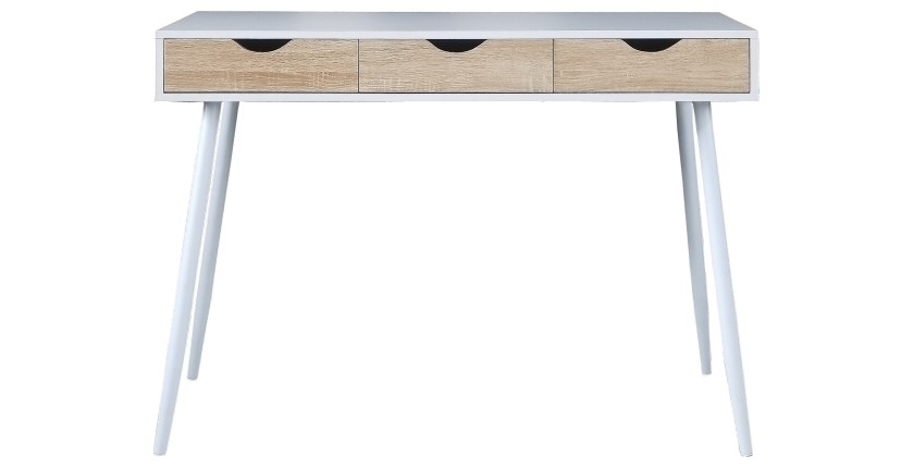 Bureau FLORIDA scandinave 3 tiroirs coloris blanc