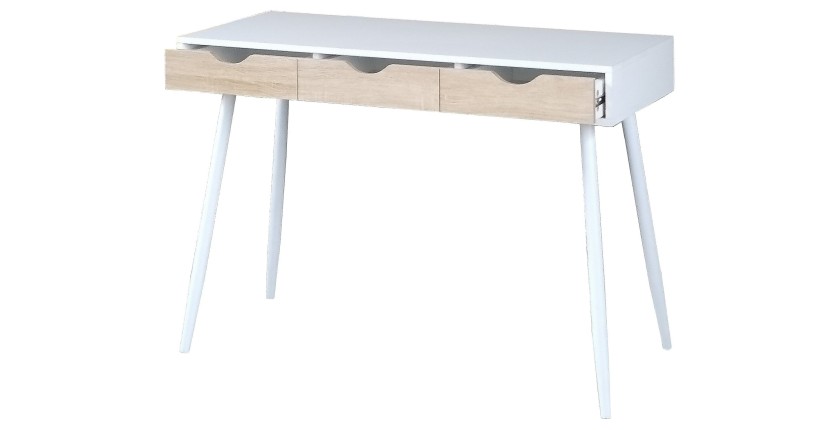 Bureau FLORIDA scandinave 3 tiroirs coloris blanc