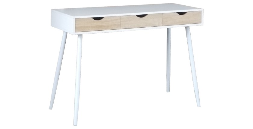Bureau FLORIDA scandinave 3 tiroirs coloris blanc