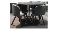 Ensemble CANNES table + 4 chaises noir. Idéal pour cuisine ou salle à manger.