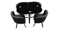 Ensemble CANNES table + 4 chaises noir. Idéal pour cuisine ou salle à manger.