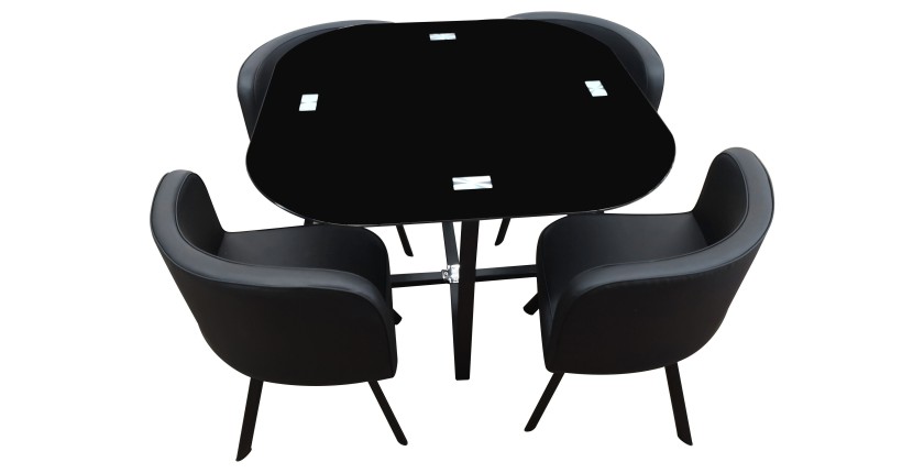 Conjunto CANNES mesa + 4 sillas negras. Ideal para cocina o comedor.