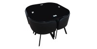 Ensemble CANNES table + 4 chaises noir. Idéal pour cuisine ou salle à manger.
