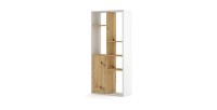 Étagère design JERICHO, 160 cm, 6 niches, design et moderne, coloris blanc mat et chêne