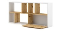 Étagère design JERICHO, 160 cm, 6 niches, design et moderne, coloris blanc mat et chêne
