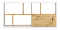 Étagère design JERICHO, 160 cm, 6 niches, design et moderne, coloris blanc mat et chêne