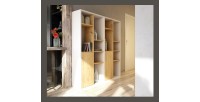 Étagère design JERICHO, 160 cm, 6 niches, design et moderne, coloris blanc mat et chêne
