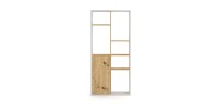 Étagère design JERICHO, 160 cm, 6 niches, design et moderne, coloris blanc mat et chêne