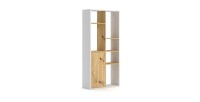 Étagère design JERICHO, 160 cm, 6 niches, design et moderne, coloris blanc mat et chêne