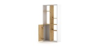Étagère design JERICHO, 160 cm, 6 niches, design et moderne, coloris blanc mat et chêne