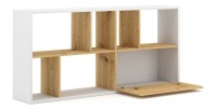 Étagère design JERICHO, 160 cm, 6 niches, design et moderne, coloris blanc mat et chêne