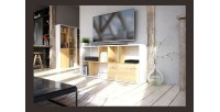 Étagère design JERICHO, 160 cm, 6 niches, design et moderne, coloris blanc mat et chêne