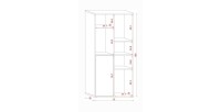 Étagère design JERICHO, 160 cm, 6 niches, design et moderne, coloris noir mat et chêne
